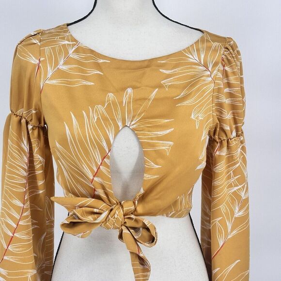 Camila Coelho Revolve Marcia Top Size Xsmall Long Sleeve Blouse Yellow $148 - Picture 4 of 13